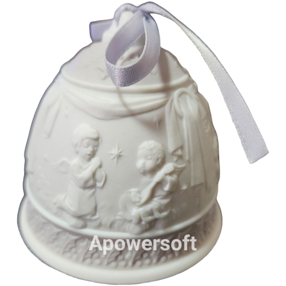 1995 Lladro White Ceramic Christmas Bell Ornament - Picture 3 of 3